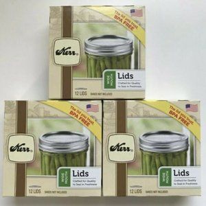 Wide Mouth Mason Jar Lids NWT 3X12=36 Kerr Ball